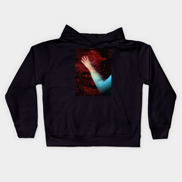 Digital collage and special processing. Ugly close up, amazing on distance. Hand, water view. Red light. Kids Hoodie by 234TeeUser234